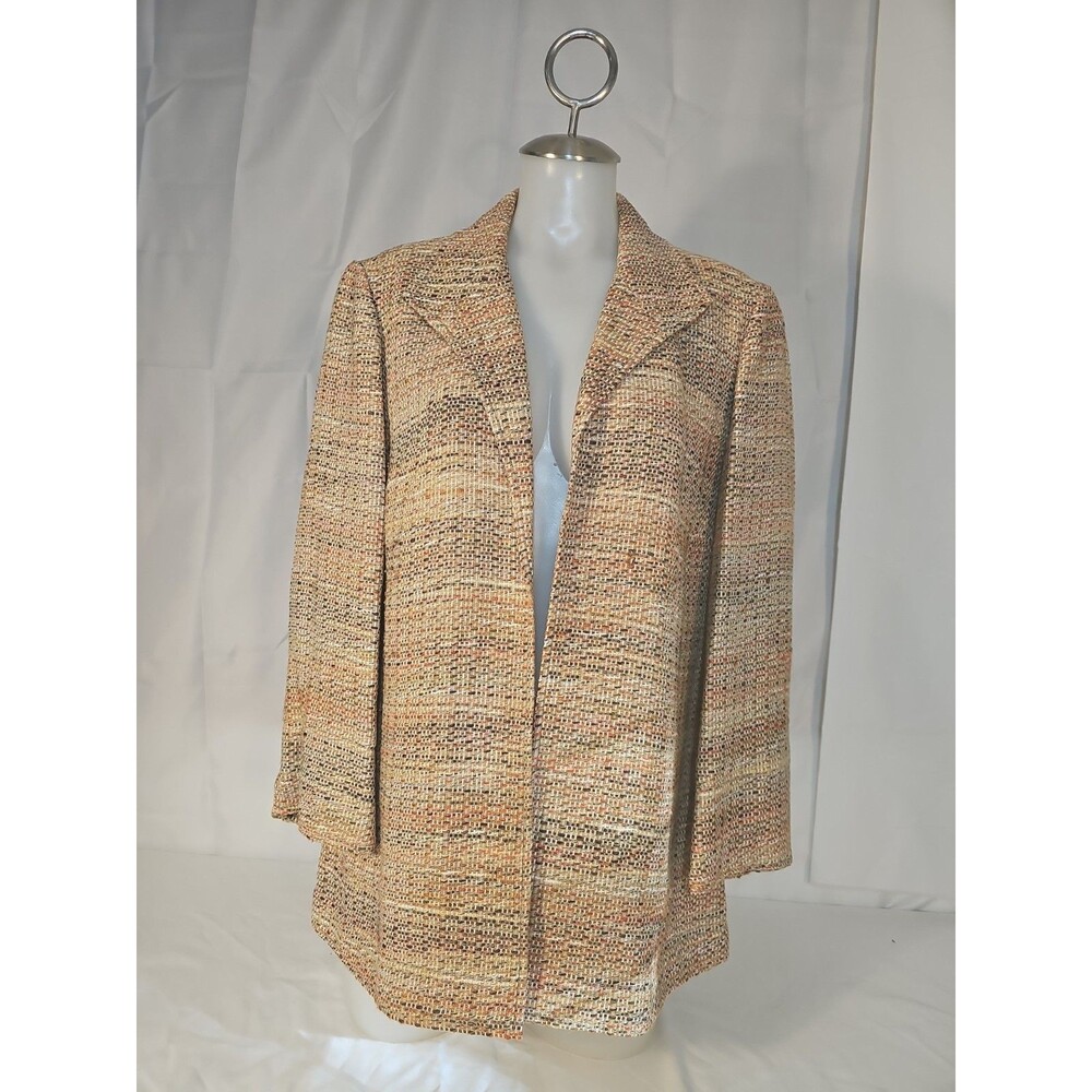 Coldwater Creek Womens Multi Color Tweed Open Front Blazer Jacket size 16